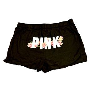 Victoria’s Secret PINK Sleep Lounge PJ Shorts Size M Medium Black Floral Logo